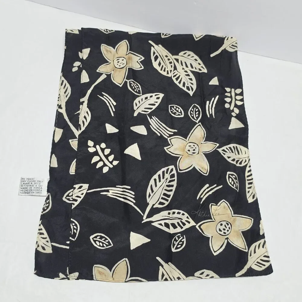 Vintage Designer Silk Scarf Bundle Of 3 Black White Gray Floral Paisley